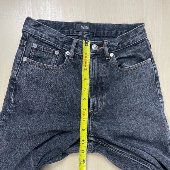 A.P.C. Women Black Martin Straight Vintage Stone-Washed Jeans Gray Size 25